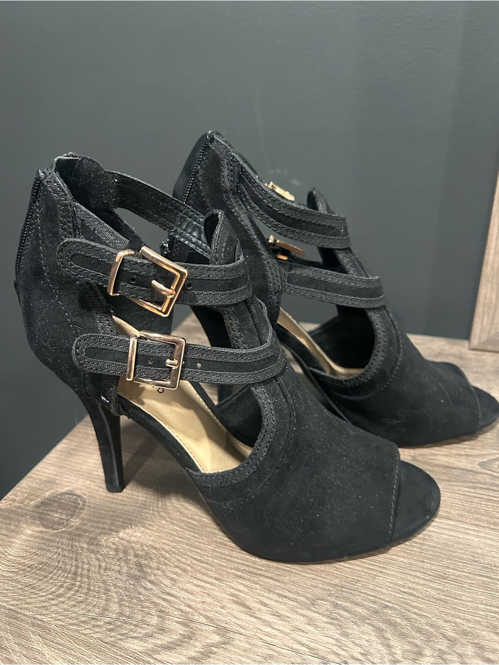 LC by Lauren Conrad Peep Toe Black High Heels